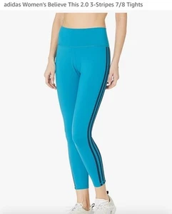 adidas Women's 7/8 High-Waisted Workout Tights Compression Fit Moisture Wick Sm - Picture 1 of 5