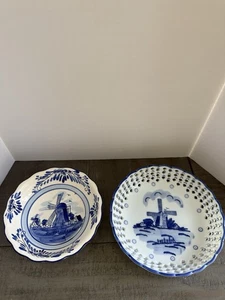 Vintage Ter Steege B.V. Delftware Royal Twicket Holland  Lattice bowl & Reg bowl - Picture 1 of 7