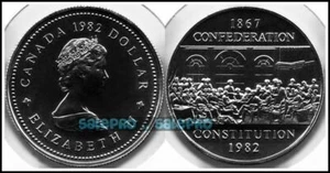 CANADA 1982 CANADIAN CONSTITUTION QUEEN ELIZABETH II RARE $1 DOLLAR COIN UNC - Picture 1 of 2