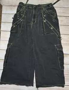 Y2k Tripp NYC Baggy Cargo Hose Herren 2X 40x27 Grunge Gothic Emo Schwarz Grün - Bild 1 von 15