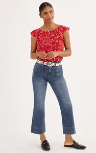 cabi Red Wink Flutter Sleeve Top Size Medium Item #6719 Spring 2025 Was $89 - Picture 1 of 4