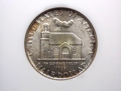 1936 Commemorative *DELAWARE* Half Dollar 50c NGC MS65 #002 Old FATTY Holder BU - Image 1 of 4