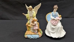 Guardian Angel with Children on Bridge & Mother and Baby Lot of 2 Musical Figure - Picture 1 of 14