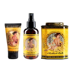 Juego de regalo para el cuidado corporal de baño de mostaza Venus descalzo remojo, crema de manos y aceite de argán - Imagen 1 de 8