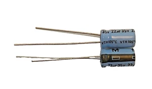 NOS 25pcs MALLORY 22uF 35V Aluminum Electrolytic Cap +105C 2.5mm LS Tested USA - Picture 1 of 2