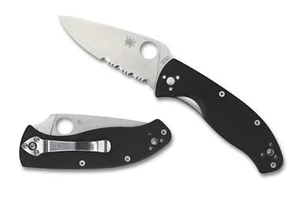 Spyderco Tenacious Folding Knife C122GPS Satin ComboEdge Blade Black G-10 Handle - Picture 1 of 3