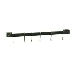 Enclume Pot Rack 42X3X3 Inch Wall Mount Utensil Bar Hammered Steel Gray 12 Hook - Picture 1 of 3