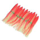 Pink10 Pcs Squid Lure 30Cm Silicone Lifelike Luminous Squid Skirt Fishing