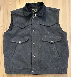 WYOMING TRADERS Vest Wool Leather Collar XL VG - Picture 1 of 8