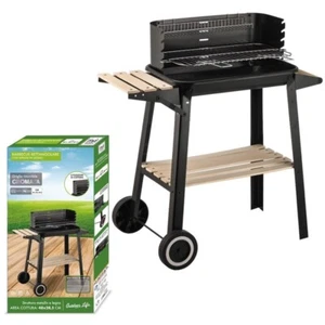 BARBECUE RETTANGOLARE CON RIPIANI IN LEGNO 83X46XH87 CM IN COLORE NERO - Foto 1 di 2
