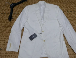 New Hugo BOSS mens jam sharp white tux prom suit coat blazer jacket 40R 50 LARGE - Picture 1 of 24