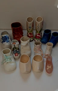 Collection of 14 MINIATURE PORCELAIN, CERAMIC, GLASS, SHOES/BOOTS - Picture 1 of 8
