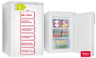 Amica Gefrierschrank 80 L 55cm breit Eisschrank Tiefkühler Kompakt Weiß 4* - Bild 1 von 4
