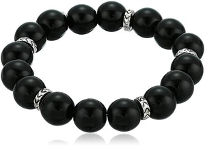 Bracciale elastico The Sak semiprezioso nero con perline #SAK69 - Foto 1 di 3