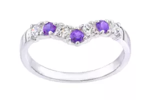 Sterling Silver AMETHYST Wishbone Eternity Ring sizes J - U - Picture 1 of 5