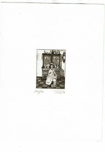 Orig.signierte Radierung Puppenstube Vitrine Nr. 150/150 Ohst 1950 Ernst Ohst? - Picture 1 of 1