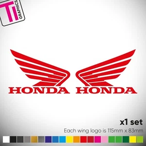 Honda Wings x2 Motorcycle Honda Tank Vinyl Decals Stickers - 115mm x 83mm - Picture 1 of 5