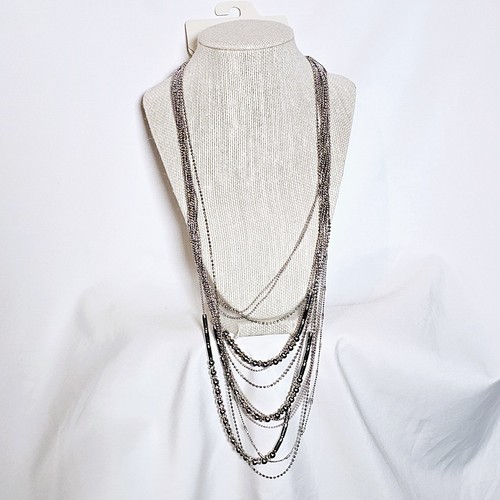 VETEMENTS Collana Chiusura Artiglio Aragosta Multi Perline Più Livello Argento Catherine Nuova con etichette