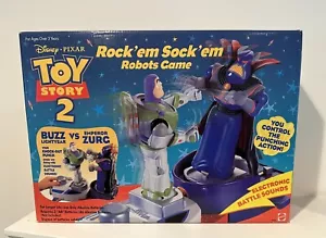 TOY STORY 2 BUZZ & ZURG ROCK'EM SOCK'EM ROBOTS GAME 1999 DISNEY PIXAR MATTEL - Picture 1 of 8