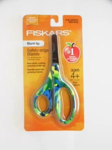 Fiskars Blunt-Tip Safety-Edge Blades 5" Kids Scissors, Blue Green Camo - Ages 4+ - Picture 1 of 2