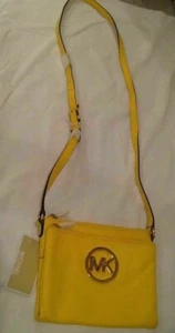 Michael Kors Fulton Leather Crossbody Bag Wallet Citrus Yellow - Picture 1 of 1