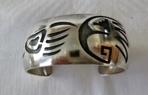 Bracciale Copertura Vintage Navajo-Laguna Art Acoya Argento Sterling 925 38,5 Grammi - Foto 1 di 5