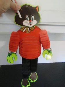 Vintage Beistle Halloween GATTO NERO carta a nido d'ape fustellata Halloween ballerina USA - Foto 1 di 3