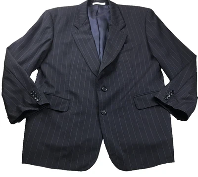 Blazer de lana Hugo Boss para hombre talla 42 azul a rayas 2 botones forrado sin ventilación Foto 1 de 4