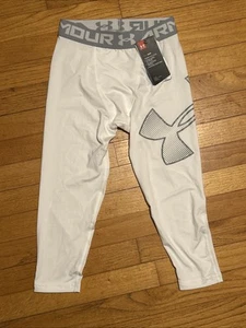 NWT Under Armour Heatgear White Logo Sports Activewear Pants Youth Boy's Size M - Picture 1 of 7