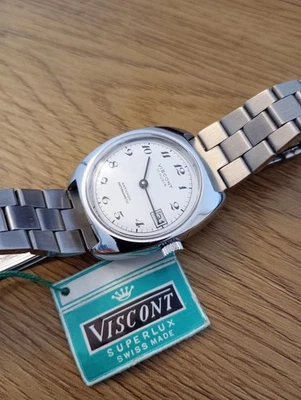 Viscont Tonneau Case Breguet Dial Manual Winding Vintage Watch New Old Stock Tag - Image 1 of 4