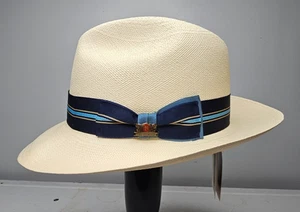 Biltmore Hats To The Wire Bleached Straw Fedora Hat 7 3/8 / 59 NIB - Picture 1 of 17