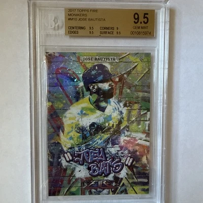 2017 Topps Fire Monikers Jose Bautista “Joey Bats” #M-10 BGS 9.5 Gem Mint - Image 1 of 2