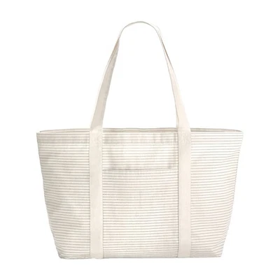 Westford Mill Striped Organic Cotton Shopper Bag (RW9900) - Image 1 of 2