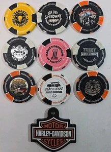Menge 9 North Carolina Harley-Davidson Händler Poker Chips alle verschieden  - Bild 1 von 2