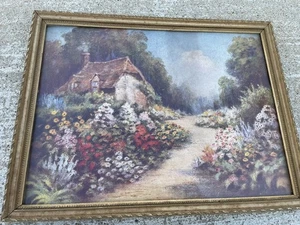 Vintage Landhaus Straße Blumen Garten Druck Kunst Bild Deko NL - Bild 1 von 4
