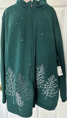 Catherine’s Plus 2X Sudadera Verde con Cremallera Invierno Árboles de Navidad y Estrás Foto 1 de 4