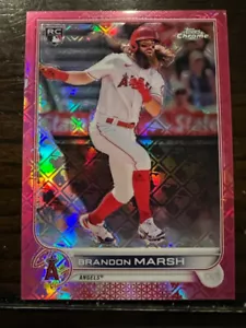 Brandon Marsh Pink Parallel #/199 Rookie RC - 2022 Topps Chrome Logofractor MLB - Foto 1 di 2