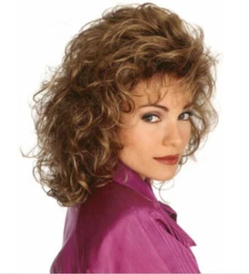 Mittlere schulterlange weiche Locken blond Mix ohne Kappe Kunsthaar Perücken Damen - Bild 1 von 8