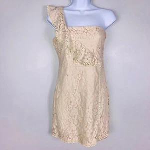 5th Culture Womens Dress sz L Beige Lace One Shoulder Sleeveless Lined - Picture 1 of 22