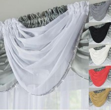 1 x GLITTER Glam Diamante Sparkle Glitz Ready Made Voile Swag Curtain Panel