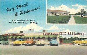 MULDRAUGH, KENTUCKY - RITZ ROADSIDE MOTEL & RESTAURANT - LEINEN 1969 POSTKARTE - Bild 1 von 2