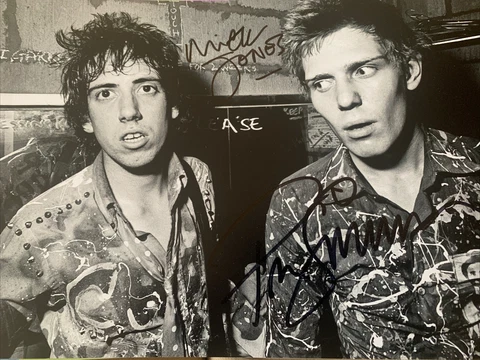Mick Jones & Paul Simonon  Hand Signed 12x8  Photograph The Clash RARE Cover