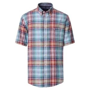 Casamoda Herren Leinenhemd Casual Fit Short rot blau kariert 954405600 150 - Picture 1 of 4