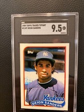 1989 TOPPS TRADED TIFFANY DEION SANDERS ROOKIE CARD SGC 9.5 ITS A TIFFANY CARD!!