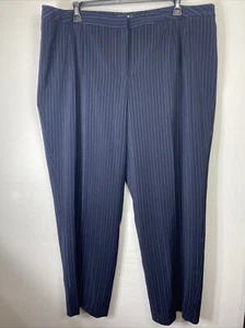 Larry Levine Classics Womens Plus Career Pants Lined Navy Pinstripe Size 24W - Picture 1 of 6