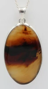 Exklusiver Monatana Achat Anhänger 925 Silber Collier Kette Unikat Achat Schmuck - Bild 1 von 11