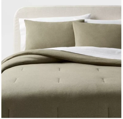 Threshold Jersey Comforter Set, Green, King - Image 1 of 4