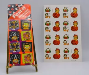 GARFIELD HALLOWEEN STICKERS, 1992 3M POST IT REMOVABLE SEALED & 1978 PAGE OF 24 - Picture 1 of 6