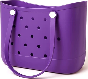 Extra Large Tote Bag, 19"X10"X14" Upgraded Waterproof Rubber Beach Bag, Durable - Picture 1 of 12