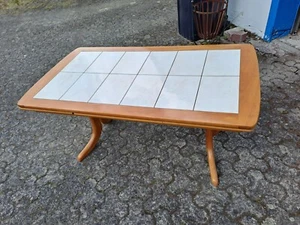 Wohnzimmertisch Kirsche massiv mit Kacheln,ausziehbar - Bild 1 von 3